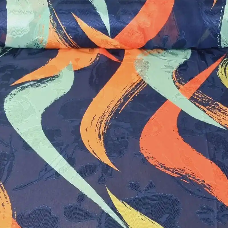 Tela de Gasa Jacquard Marina Abstracta (ancho 1,45M) Original