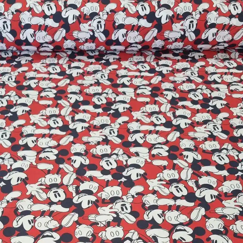 Precio Bajo Tela de Popelín 100% Algodón Mickey Mouse Roja (ancho 1,40M)