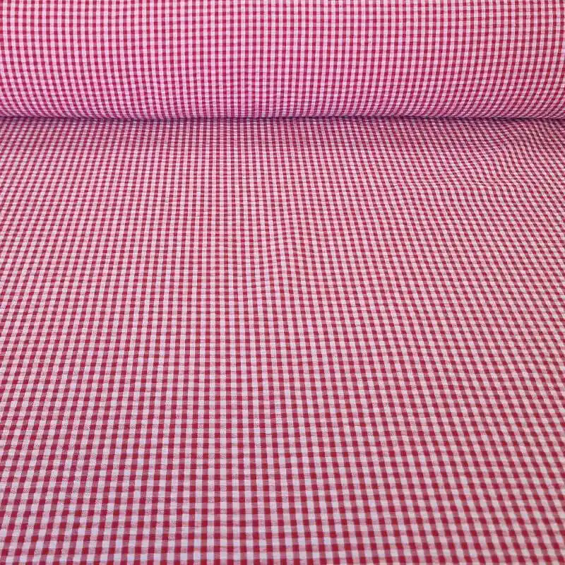 Liquidación Tela de Cuadros Vichy Seersucker Roja (ancho 1,40M)