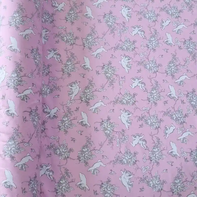 Tela de Lycra de Baño Rosa Estampado Toile Jouy (ancho 1,50M) Hecho A Mano