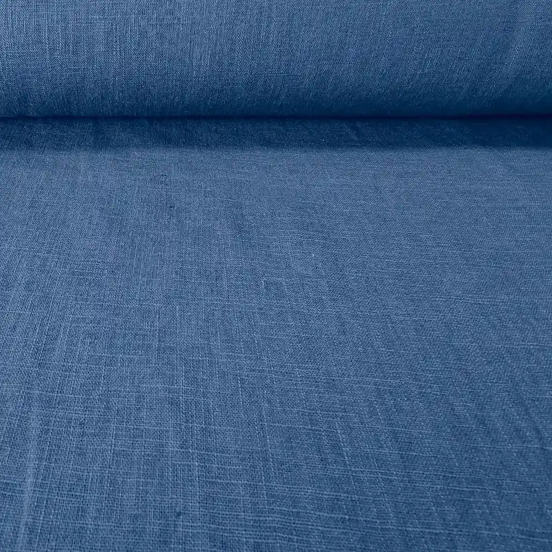 Devolución Gratuita Tela de Lino Natural Azul Jeans (ancho 1,40M)