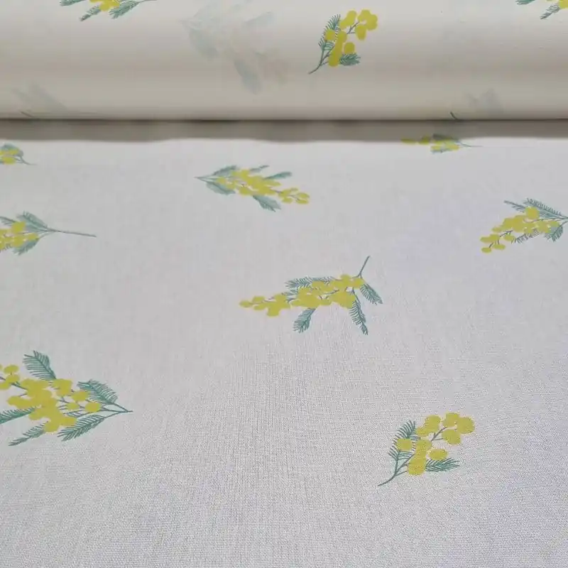 Tela de Mantelería Resinada Antimanchas Cruda Flores (ancho 1,40M) Popular