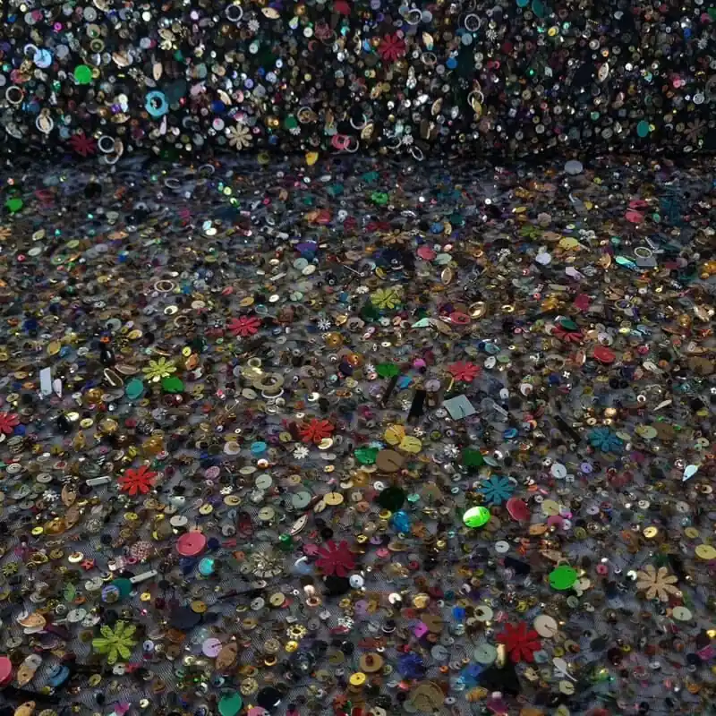 Tela de Tul Negra con Lentejuelas Múltiples (ancho 1,10M) Solo Hoy