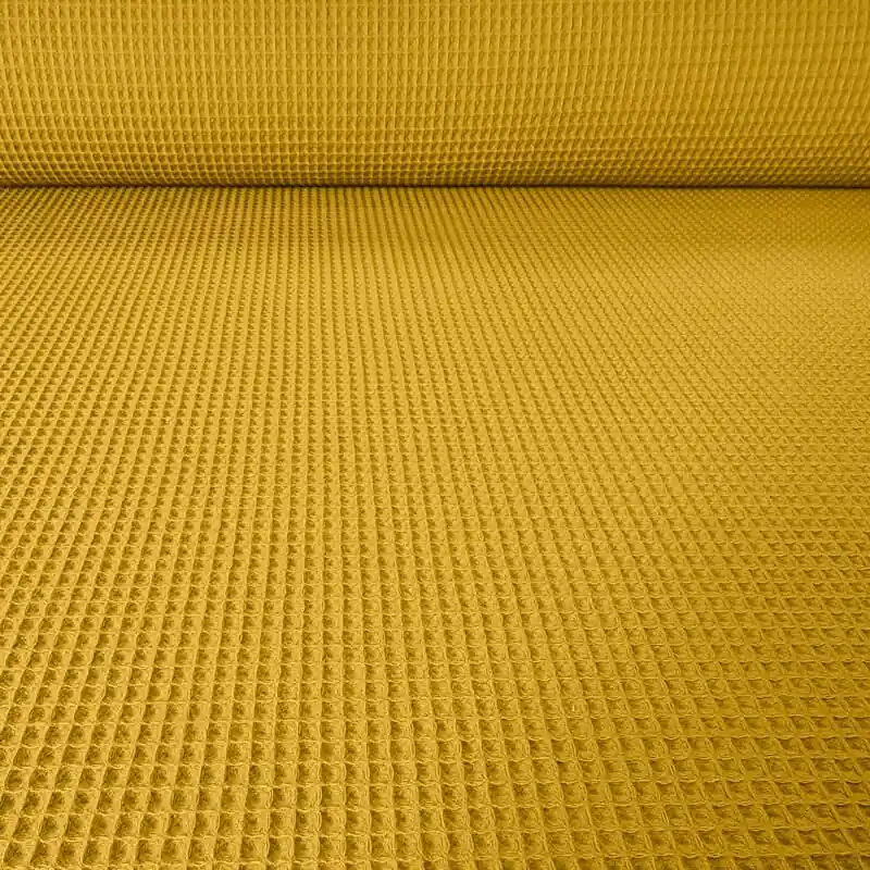Tela de Piqué Waffle Mostaza (ancho 1,50M) Barato