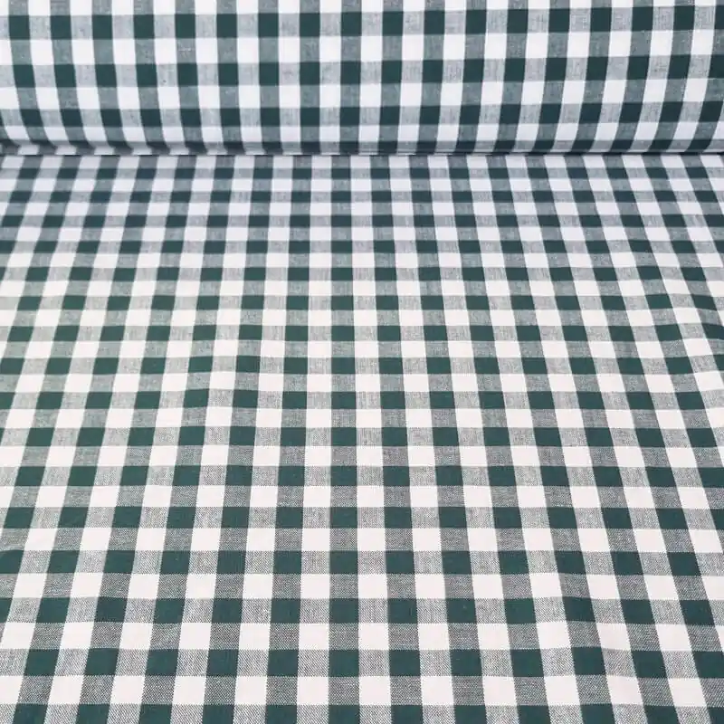 Tela de Cuadros Vichy Verde Botella 100% Algodón (ancho 1,50M) Mayoreo