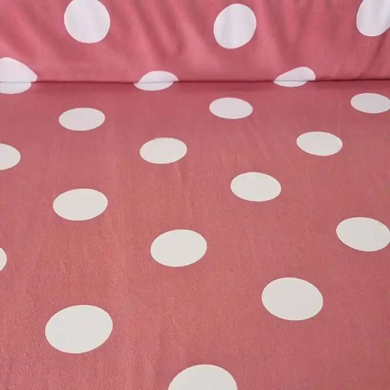 Marca Reconocida Tela Koshibo Rosa con Lunares Blancos 5cm (ancho 1,50M)