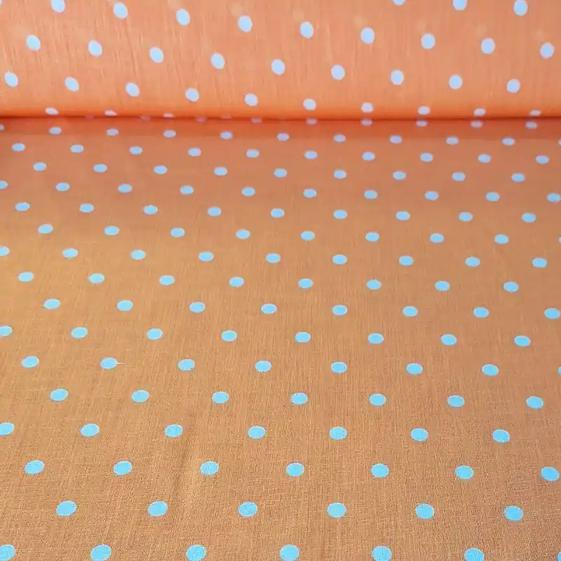 Tela de Lunares 1cm Efecto Lino Naranja (ancho 1,50M) Bestseller
