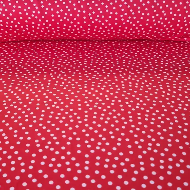 Hecho A Mano Tela de Punto Roja Lunar Pequeño Blanco 5mm (ancho 1,45M)