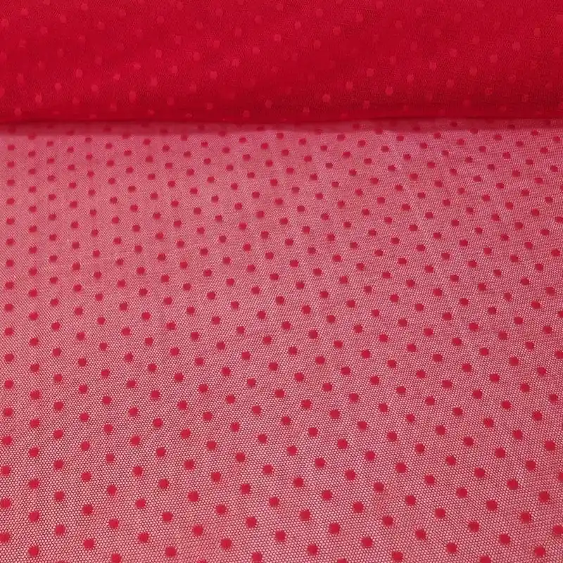 Profesional Tela de Tul Plumeti Roja (ancho 1,45M)