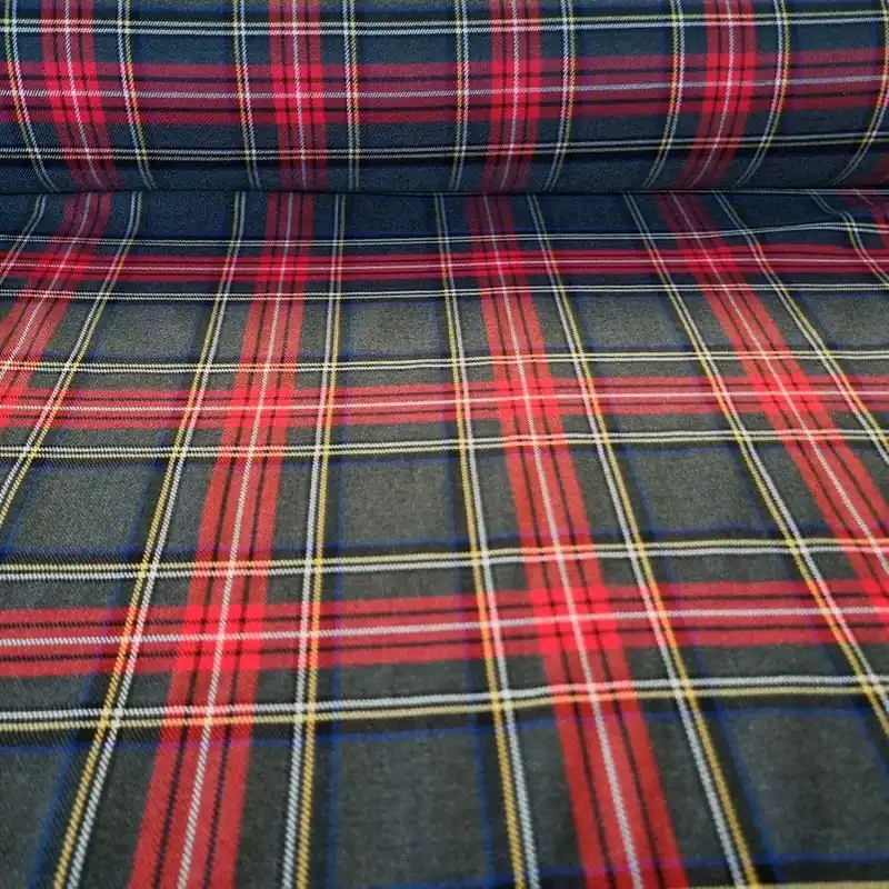 Tela de Sarga Cuadro Escocés Gris para Uniforme (ancho 1,50M) Popular
