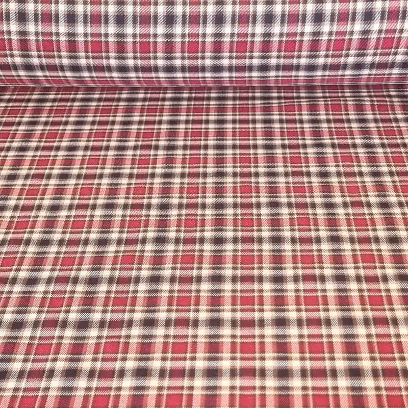 Tela de Sarga Cuadro Escocés Roja (ancho 1,50M) Envío Inmediato