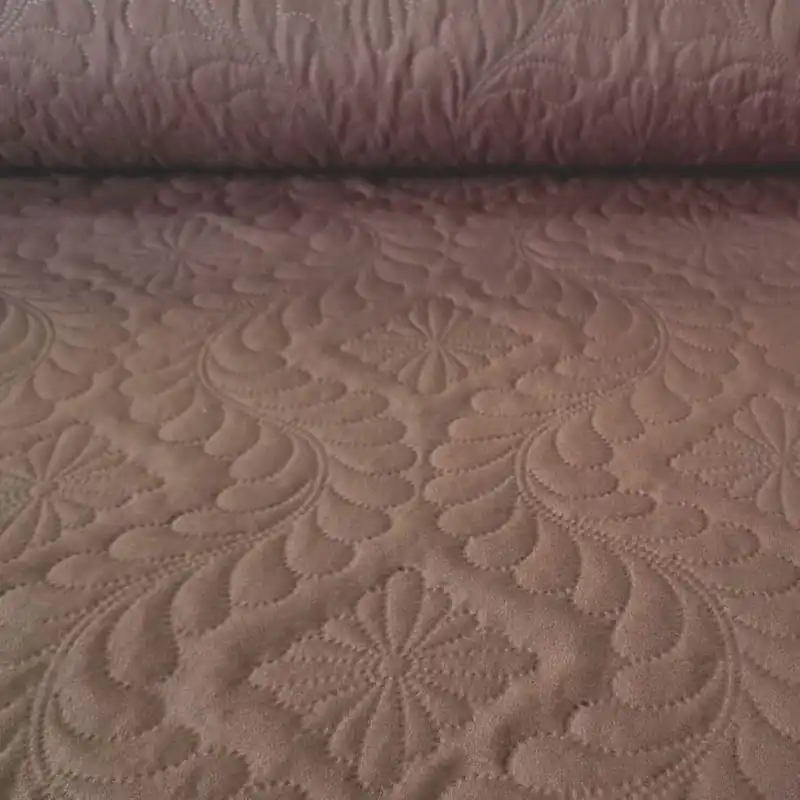 Tela de Colcha Marrón Reversible Beige Jacquard de Flores (ancho 2,80M) Súper Precio