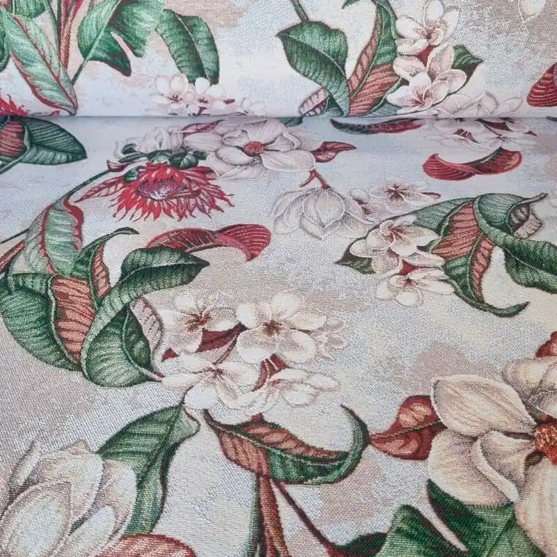 Precio Económico Tela de Gobelino Beige con Flores (ancho 2,80M)