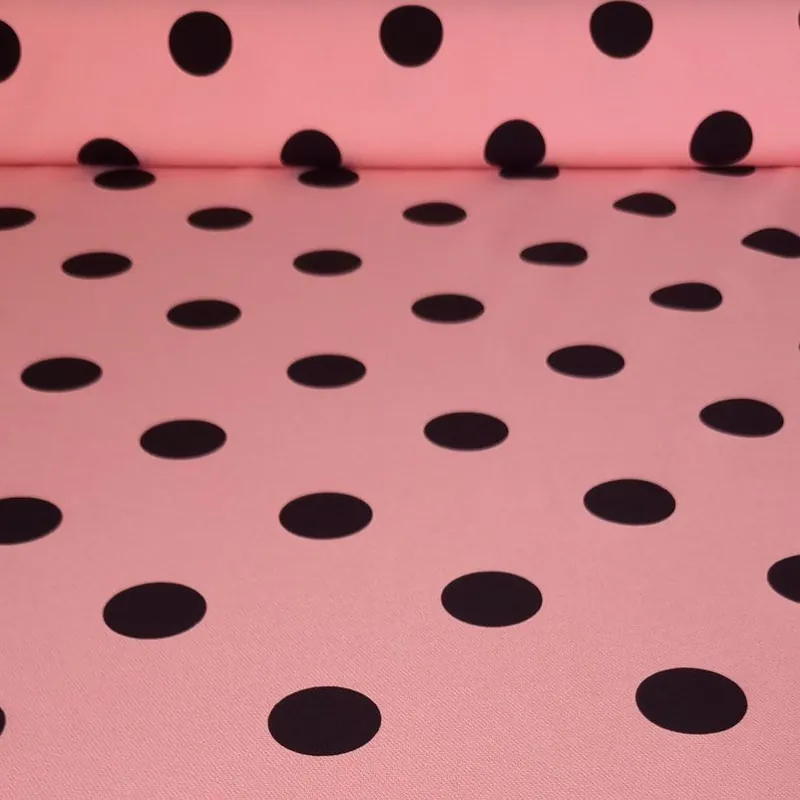 Tela Bielástica Maquillaje con Lunares Negros de 3cm (ancho 1,50M) Envío Exprés