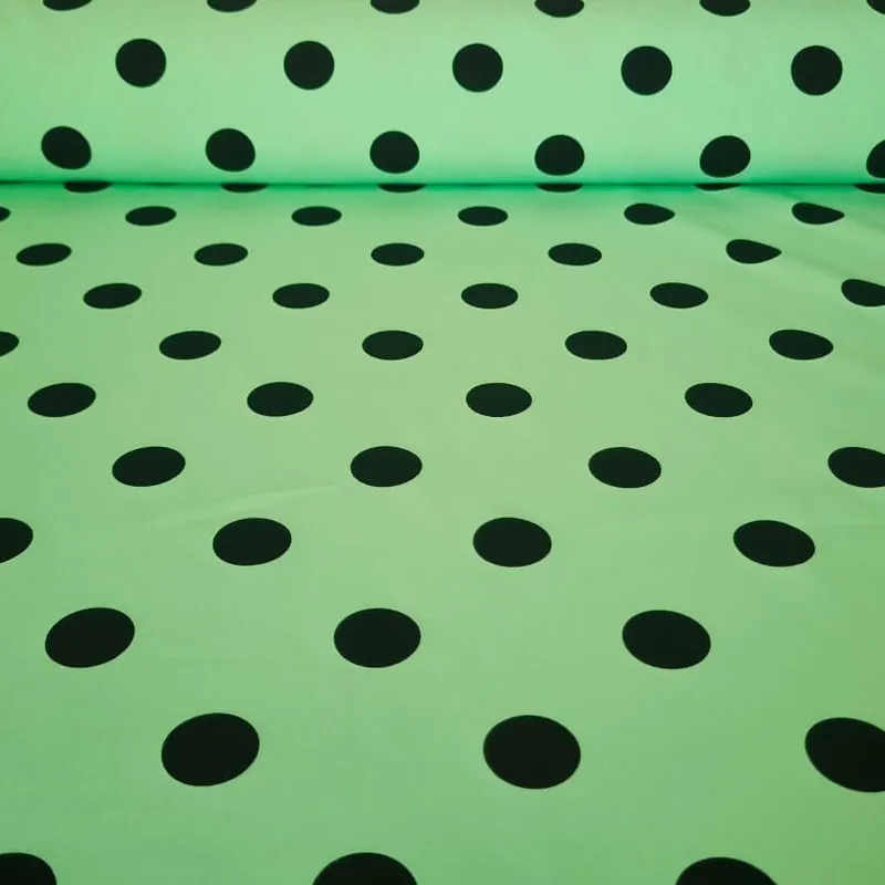 Tela Bielástica Verde Menta con Lunares Verdes de 3cm (ancho 1,50M) Mejor Precio
