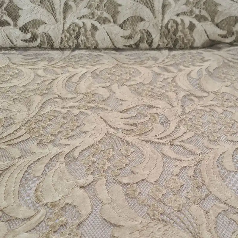Liquidación Tela de Tul Tostada de Encajes Bordados (ancho 1,50M)