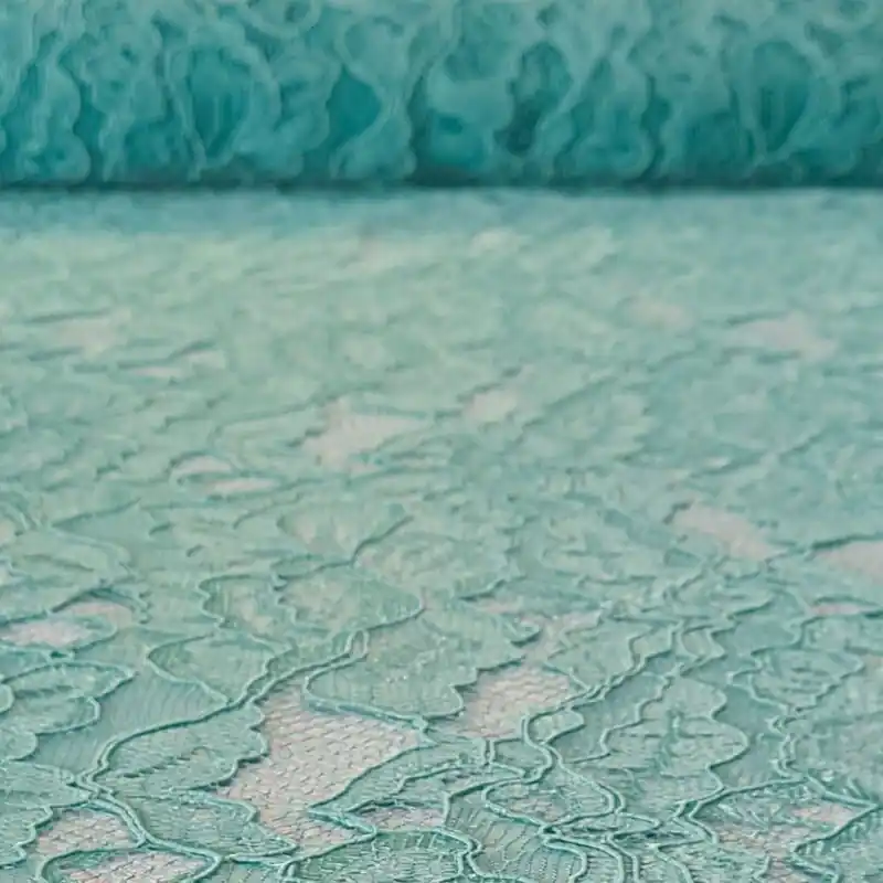 Tela de Tul Celeste de Encajes Bordados (ancho 1,40M) Garantía De Devolución De Dinero