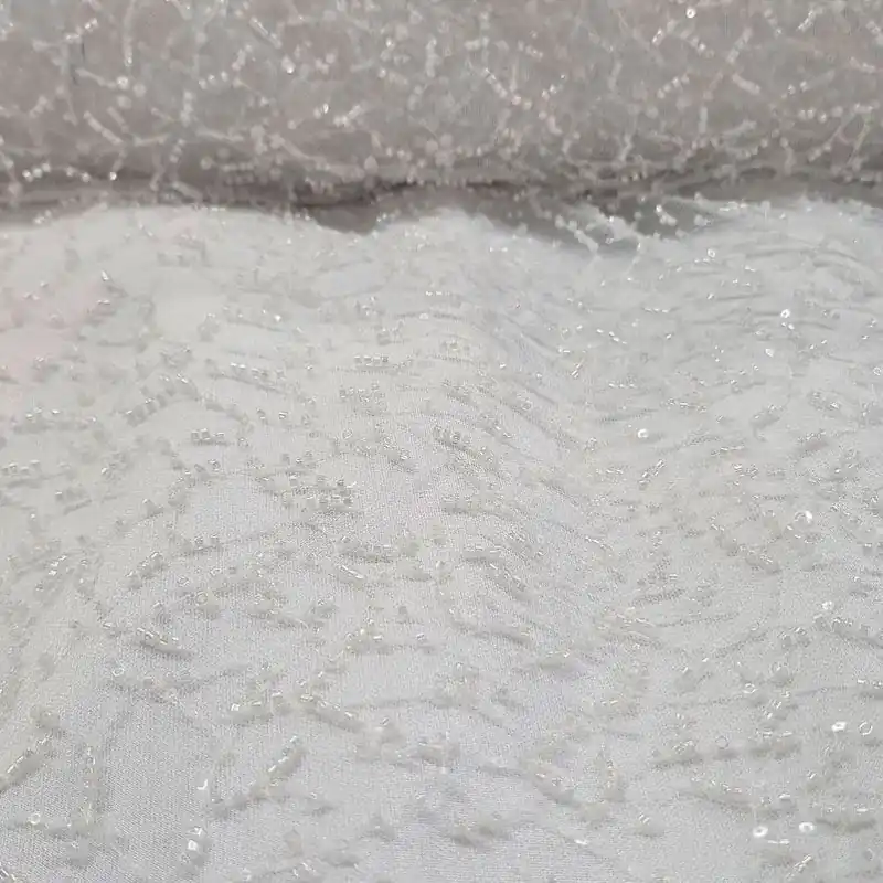 Oferta Flash Tela Blanca de Tul con Pedrería (ancho 1,30M)