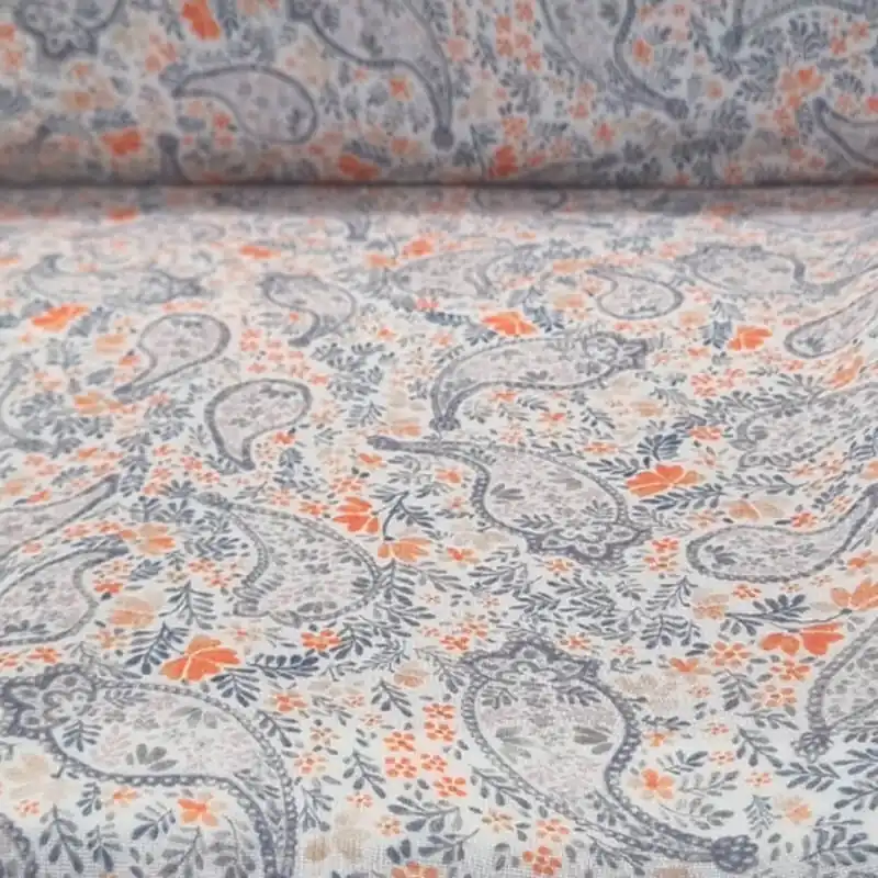 Tela de Doble Gasa Bambula Estampado Cachemira 100% Algodón (ancho 1,45M) Popular