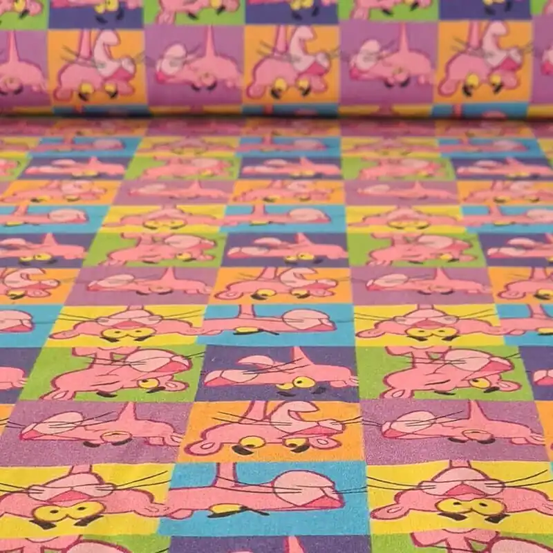 Garantía De Devolución De Dinero Tela de Batista 100% Algodón Estampado Pantera Rosa (ancho 1,40M)