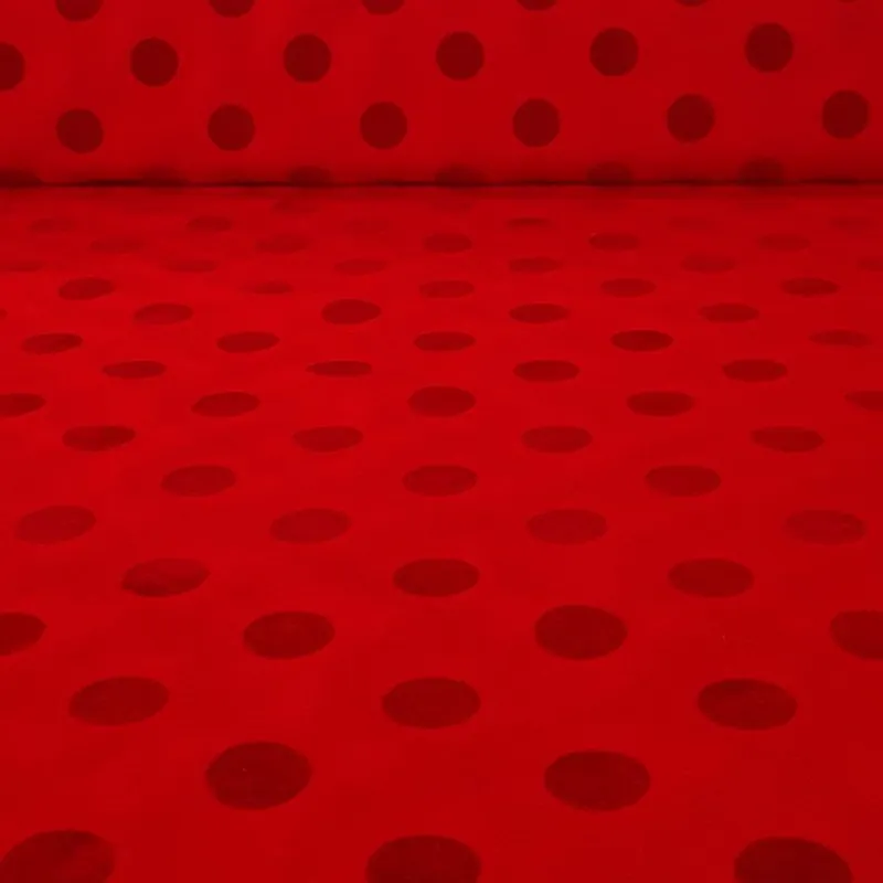 Tela de Stretch Roja Lunar 2cm Flocado Terciopelo (ancho 1,50M) Novedad