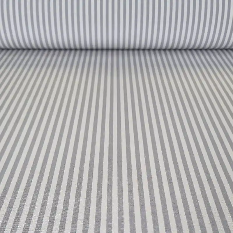 Tela de Dralón Tapicería Exterior Cruda Rayas Grises (ancho 1,40M) Gran Oferta