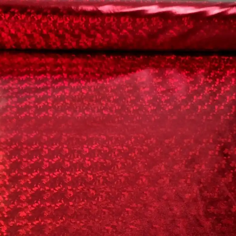 Auténtico Tela de Punto Lamé Rojo efecto Holográfico (ancho 1,50M)
