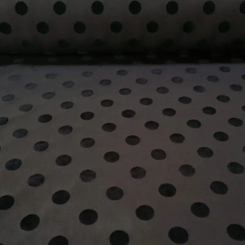 Tela de Polytecno Bielástico Negra Lunar Flocado 2cm Monocolor (ancho 1,50M) Garantía Incluida