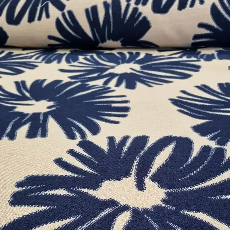 Tela de Gobelino Beige Flores Azules (ancho 2,80M) Barato