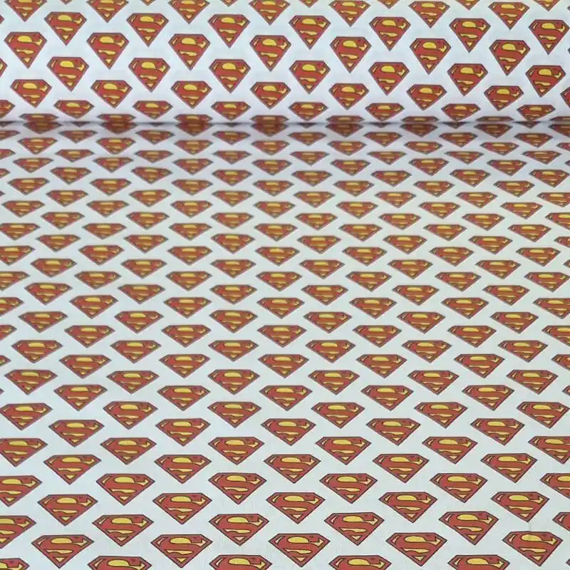 Original Tela de Popelín 100% Algodón Logo Superman Blanca (ancho 1,40M)