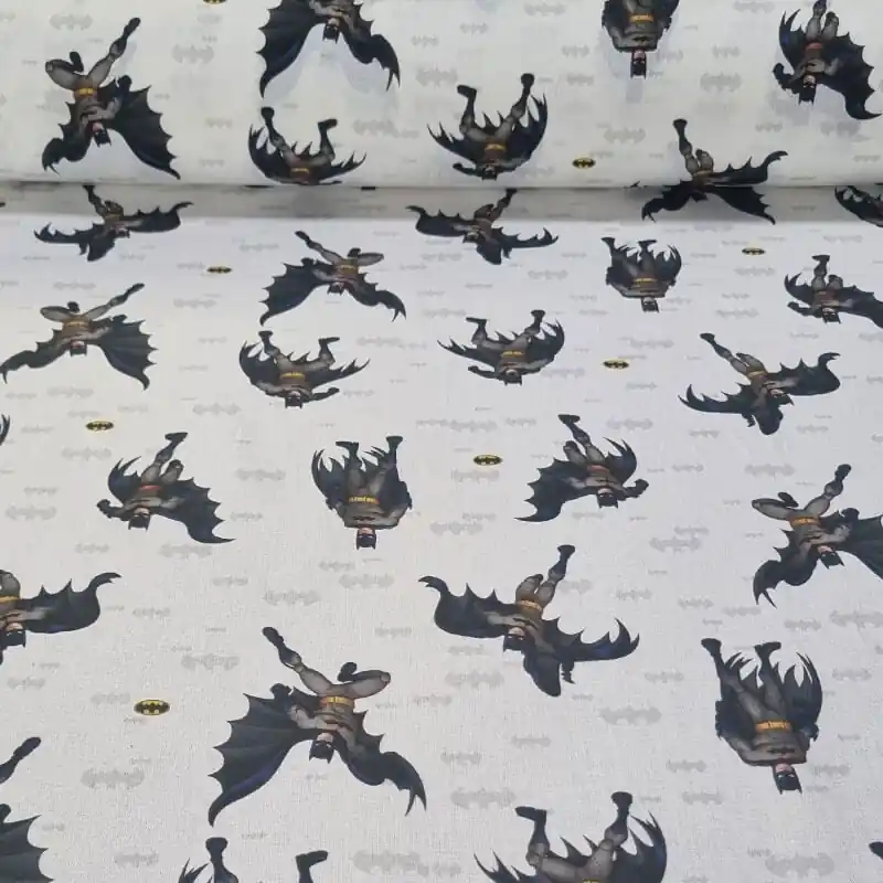 Tela de Popelín Batman Blanca 100% Algodón (ancho 1,40M) Últimas Unidades