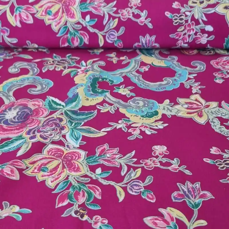Profesional Tela de Popelín Algodón Buganvilla de Flores (ancho 1,50M)
