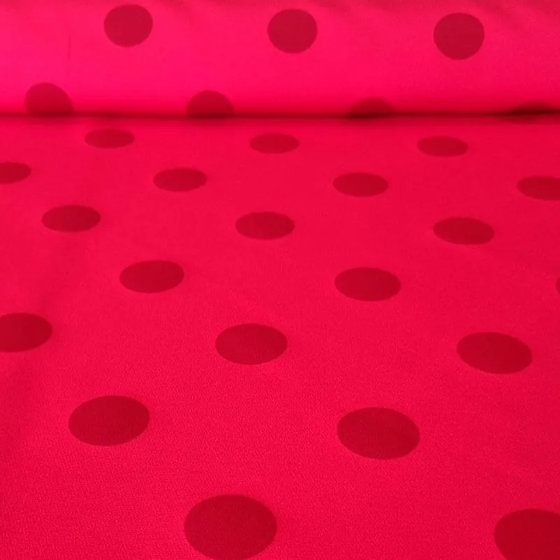 Tela Bielástica Roja con Lunares Rojos de 3cm (ancho 1,50M) Popular