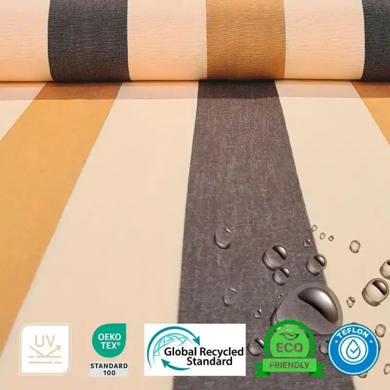 Tela para Toldo Beige con Rayas Marrones y Topo con Teflón (ancho 3,20M) Bestseller