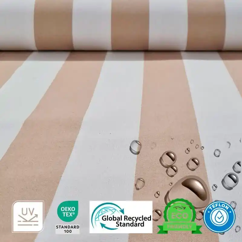 Venta Final Tela para Toldo a Rayas Topo y Blancas con Teflón (ancho 3,20M)