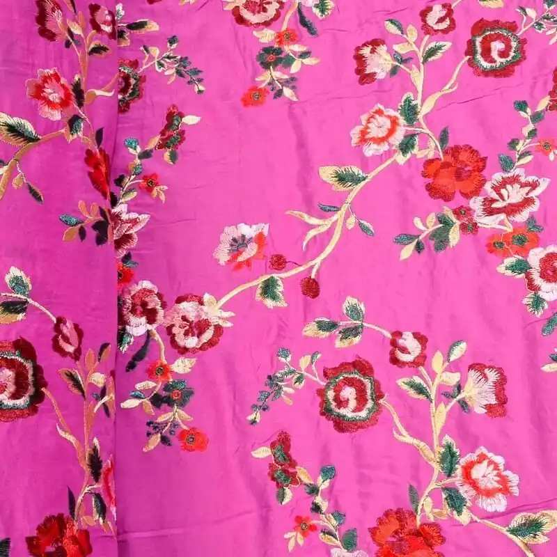 Alta Calidad Tela de Viscosa Mantón de Manila Buganvilla Bordado Flores (ancho 1,45M)