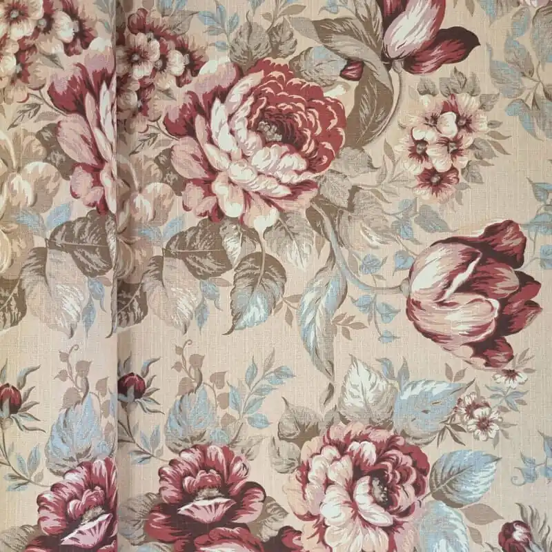 Tela de Loneta Tostada con Flores 100% algodón (ancho 1,40M) Oferta Flash