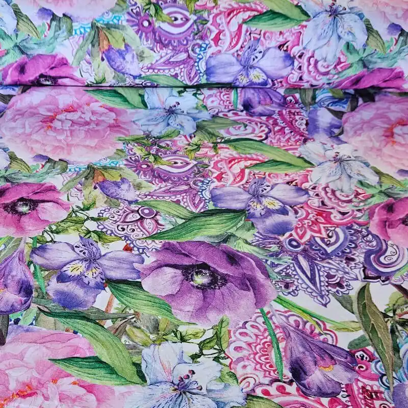 Tela de Popelín Algodón Cruda Flores (ancho 1,50M) Favorito De Clientes