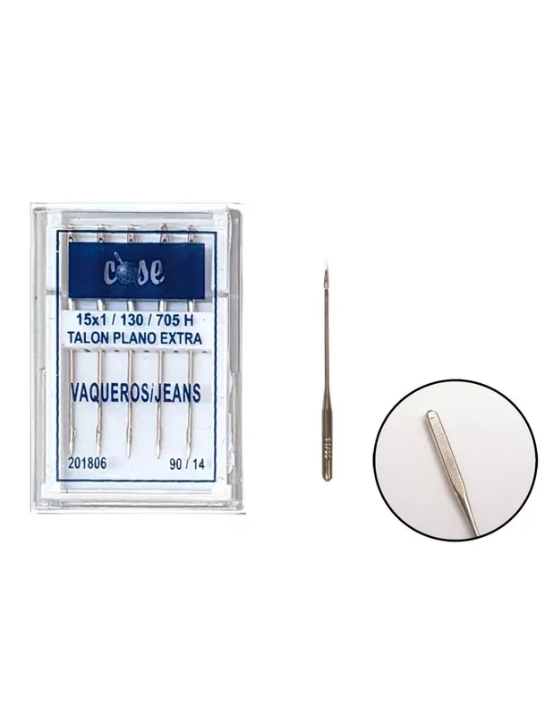 PAQUETE DE 5 AGUJAS TALON PLANO PARA VAQUEROS 90/14 De Moda