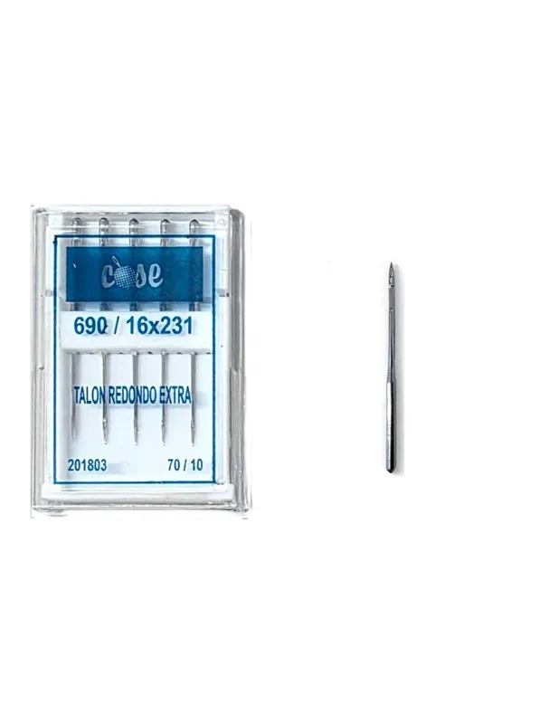 PAQUETE DE 5 AGUJAS TALON REDONDO PARA REMALLAR 70/10 Novedad