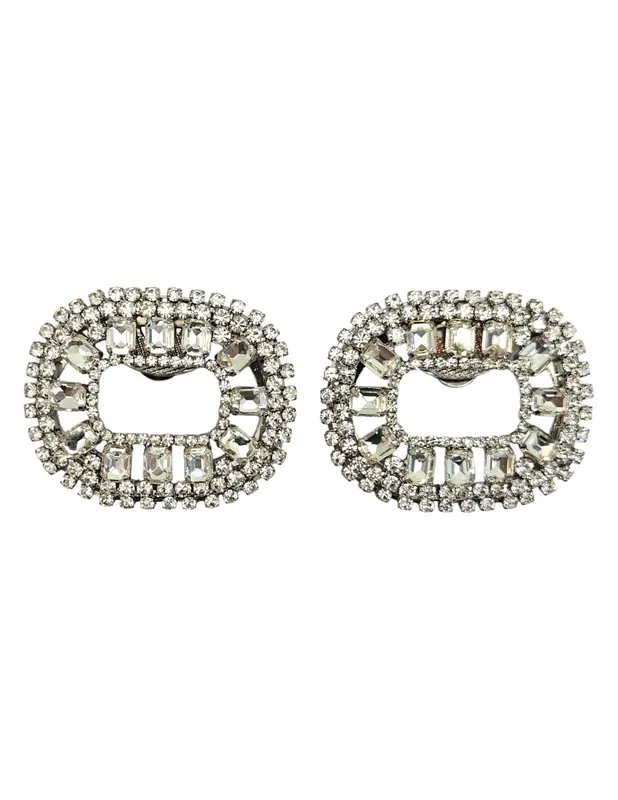 PAR DE ADORNOS RECTANGULAR CON CLIP C-316 C/ NEQUEL-CRISTAL Disponible Ahora