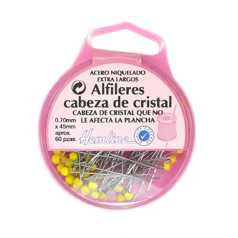Tendencia Alfileres con cabeza de cristal 45mm. 60 unidades - Alfiler cabeza color