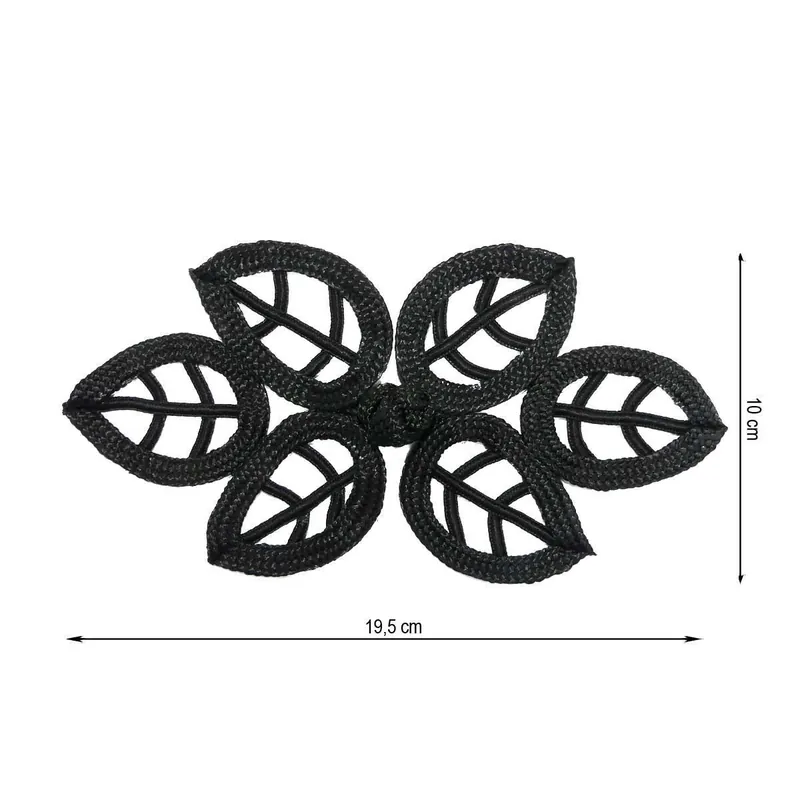 Alamar en negro de hojas. 19,5x10cm - Negro Novedad