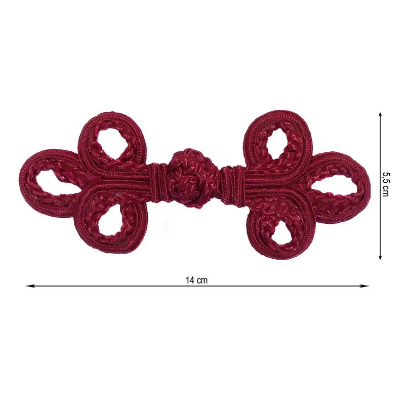 Auténtico Alamar de rayón cordón trenzado 14x5,5cm. Varios colores - Rojo 05