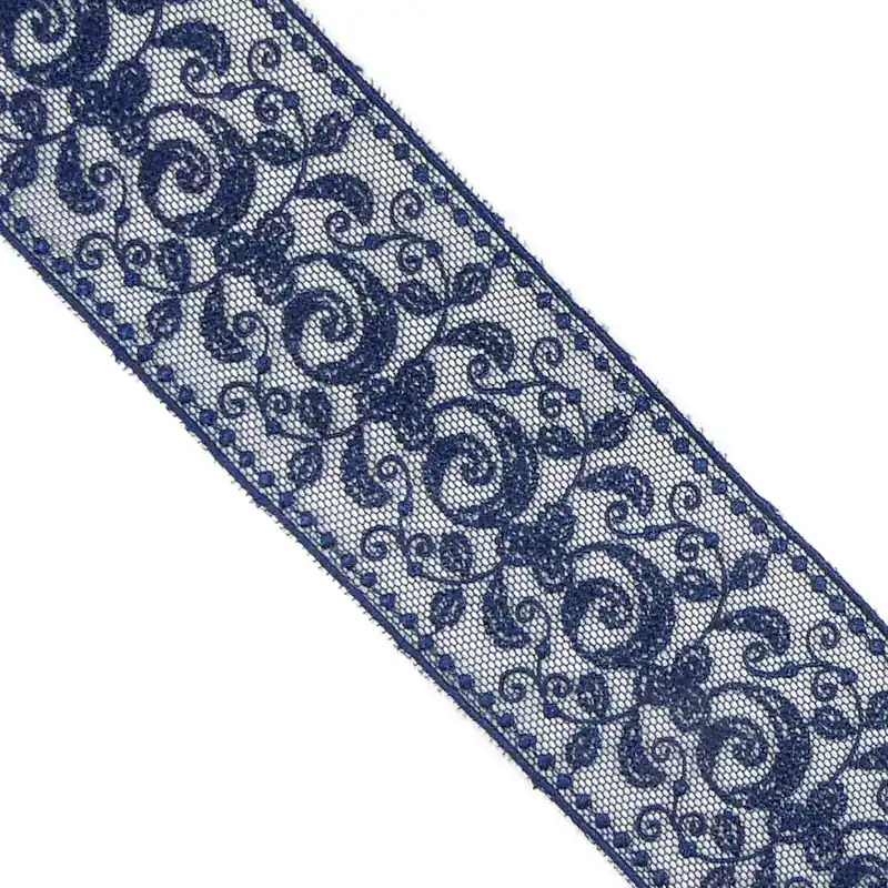 Directo De Fábrica Entredós de tul bordado 5cm - Blanco