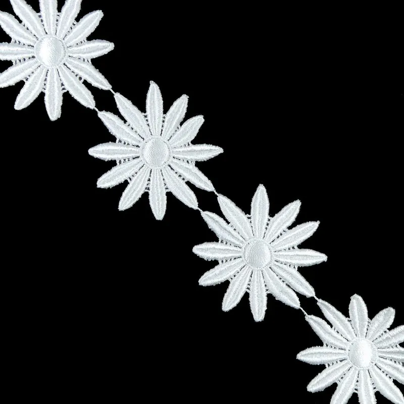 Última Versión Tira de margaritas de guipur en blanco 5cm - Blanco