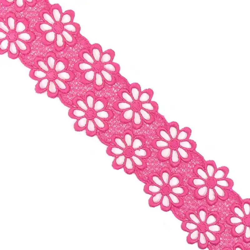 Máxima Calidad Entredós de guipur de flores 4cm - Rosa 02