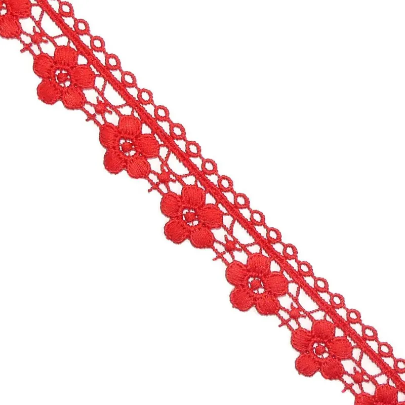 Últimas Unidades Puntilla de guipur con flor 2,5cm. Varios colores - Rojo 03