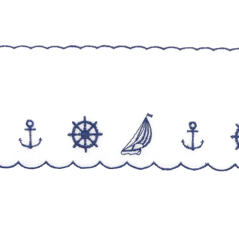 Tira bordada blanca con motivos marítimos. 10,5cm ancho - Blanco Compra Hoy