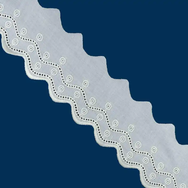 Tira bordada beig algodón 4,8cm. Conjunto 4 - Crudo 01 Directo De Fábrica